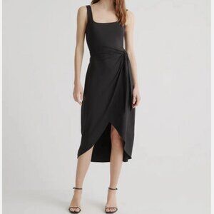 NWT Quince Tencel Jersey Black Side Tie Midi Dress Sz XL